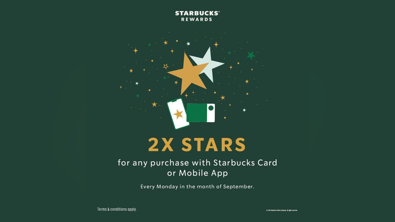 Starbucks Rewards 2x Bonus Stars on All September Mondays