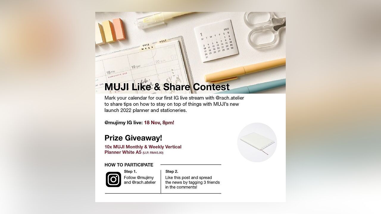MUJI's Monthly Weekly Vertical Planner Giveaway