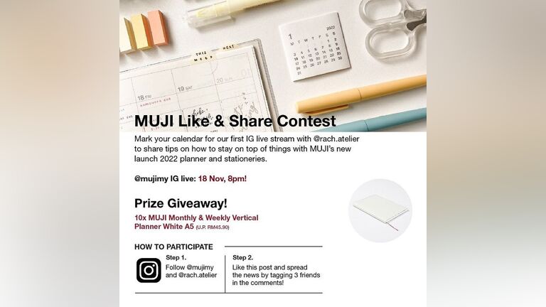 MUJI's Monthly Weekly Vertical Planner Giveaway