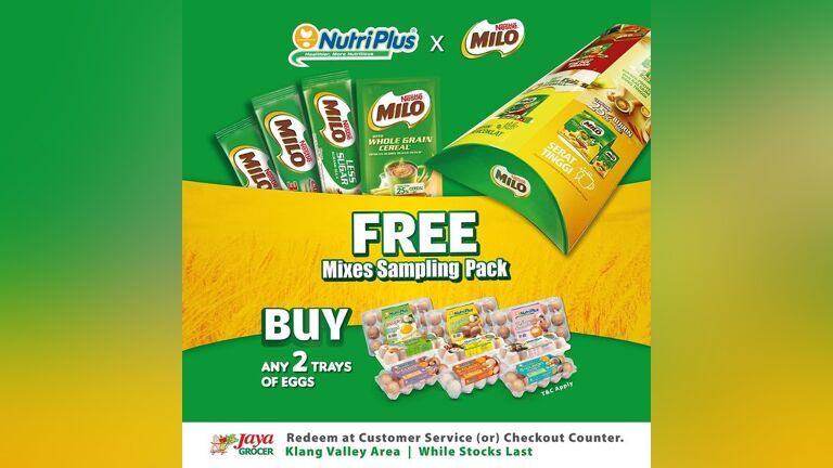 Buy 2 Trays of Nutriplus Eggs, Get Free Milo Mixes Sampling Pack