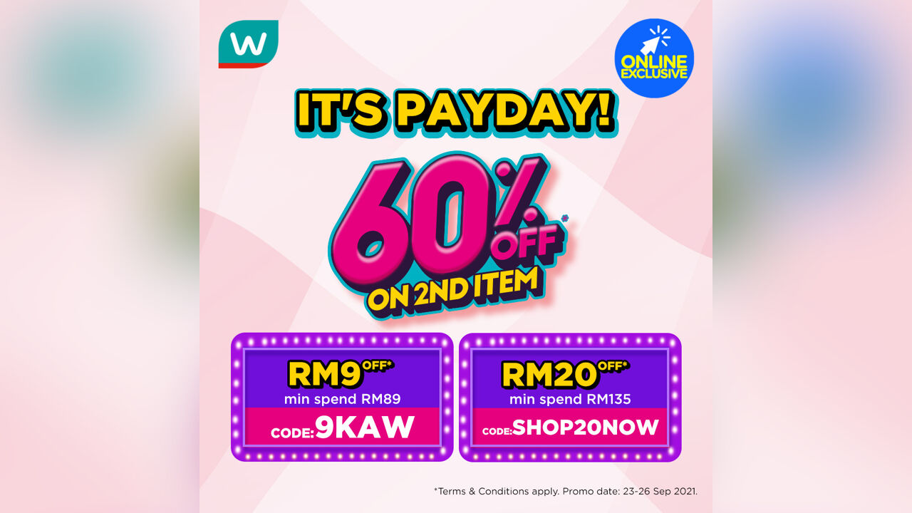 60% Off on 2nd Item at Watsons Online Payday Sale