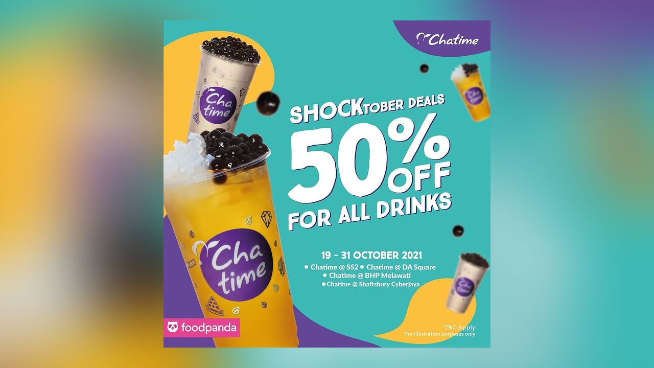 Chatime SHOCKtober Deals 50% Off All Drinks