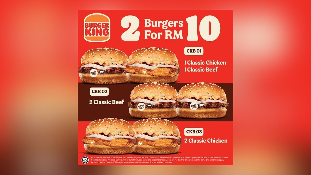 2 BK Burgers for RM10