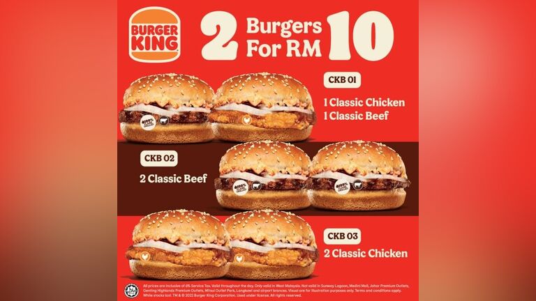 2 BK Burgers for RM10