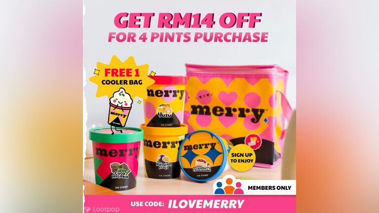 RM14 Cash Rebate and FREE Cooler Bag from Merry Ice Cream