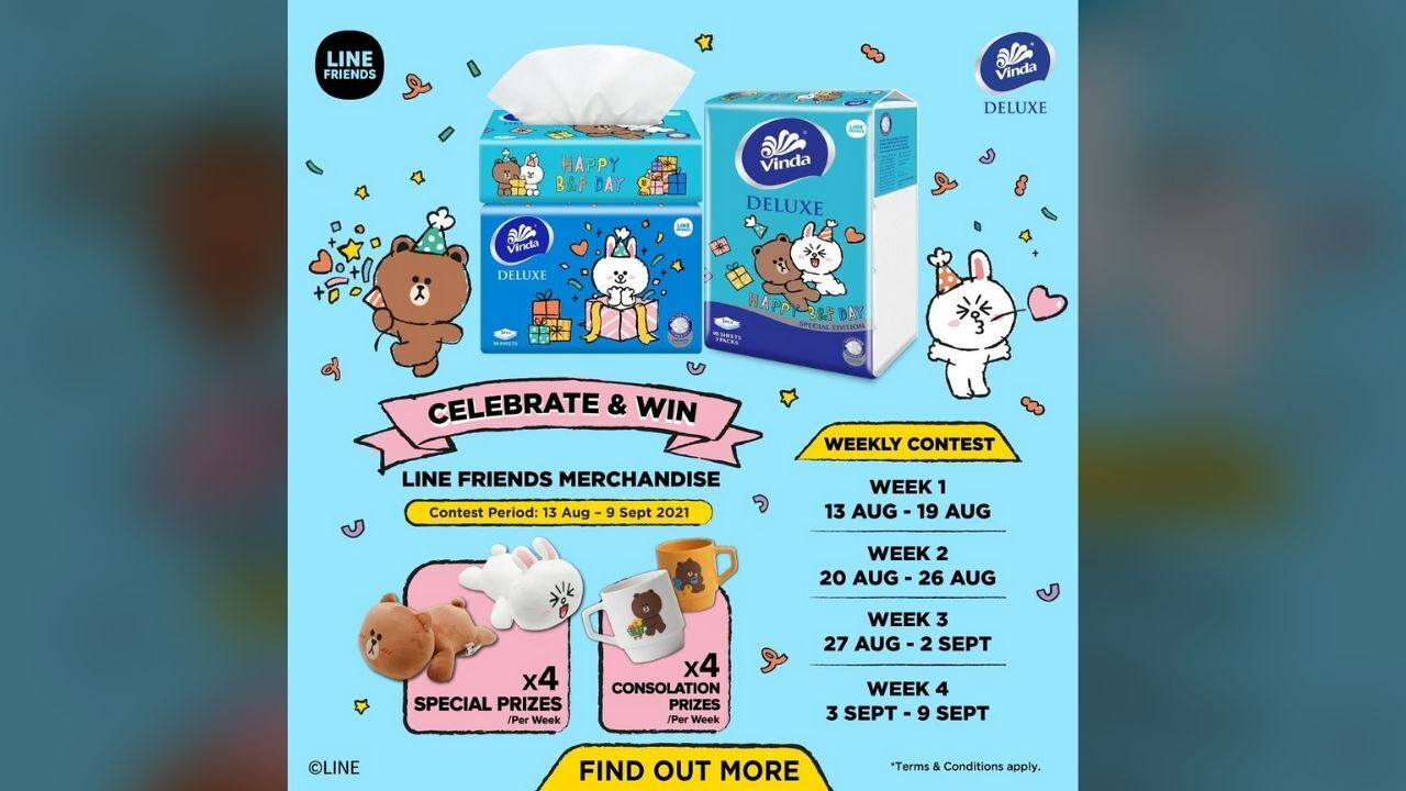 Celebrate & Win LINE FRIENDS Merchandise from Vinda Tissue Malaysia
