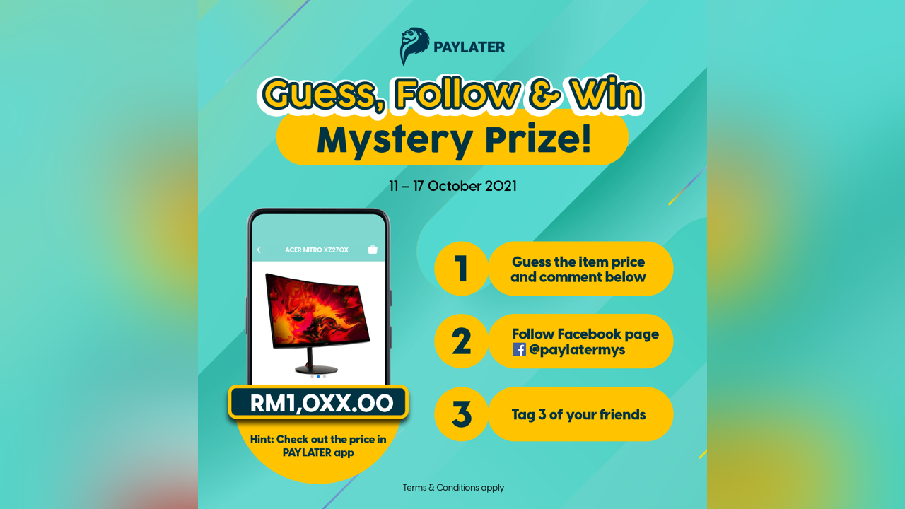 PAYLATER MALAYSIA – Guess, Follow & Win Contest