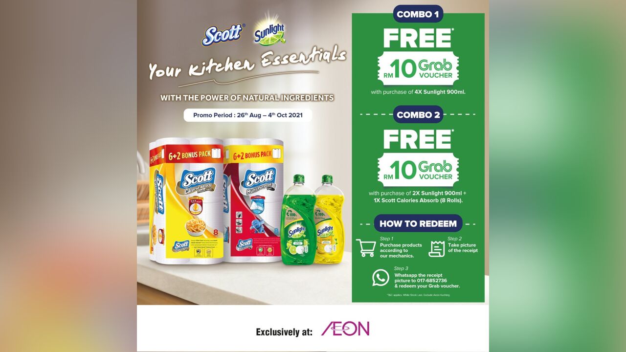Redeem Grab Voucher from AEON with Scott & Sunlight Products