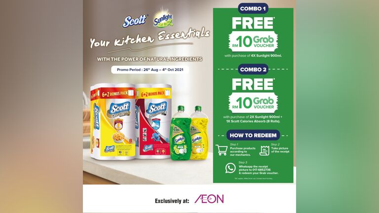 Redeem Grab Voucher from AEON with Scott & Sunlight Products