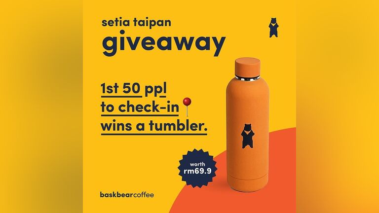 Check-In at Setia Taipan's Bask Bear Coffee, Win Exclusive Tumbler