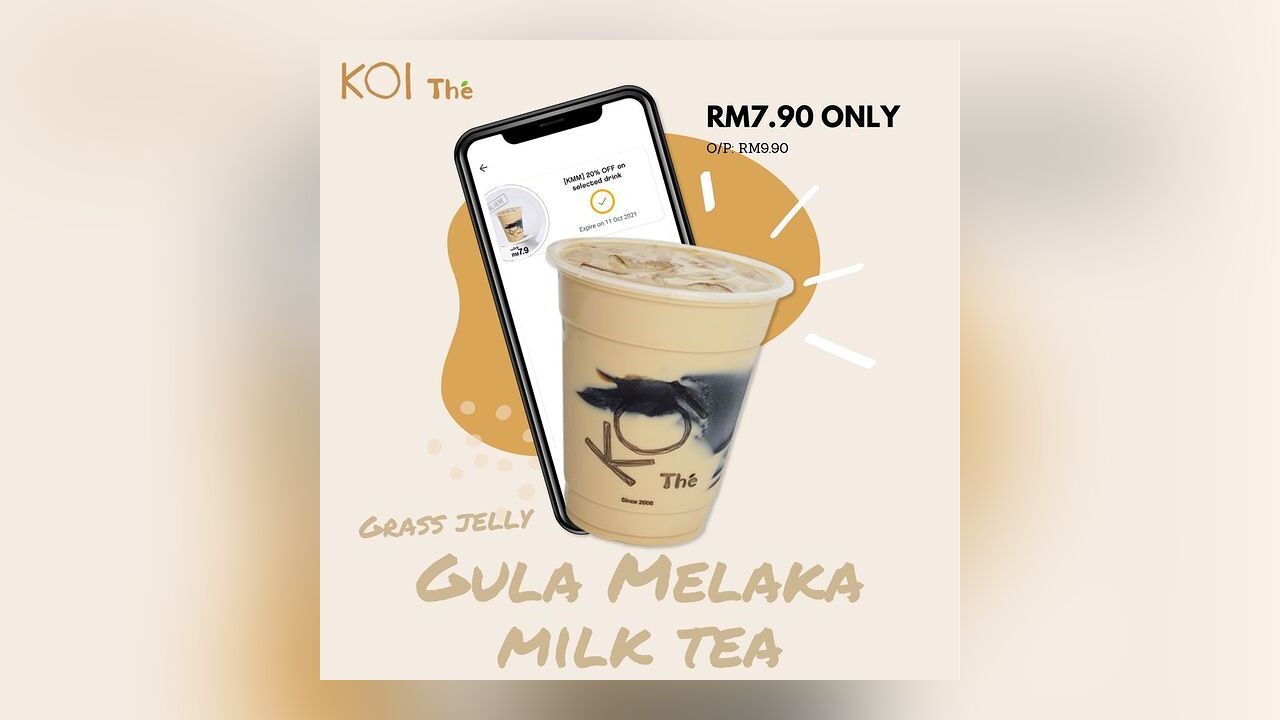 KOI The's Voucher for Grass Jelly Gula Melaka Milk Tea