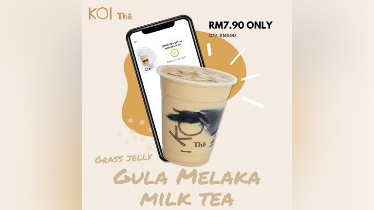 KOI The's Voucher for Grass Jelly Gula Melaka Milk Tea