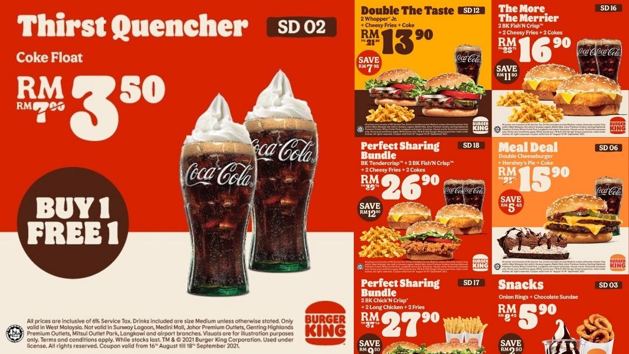 New August and September 2021 Burger King Malaysia Coupons