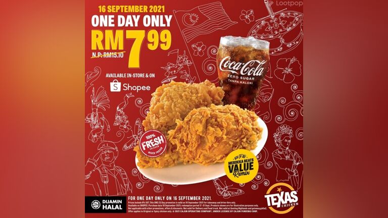 RM7.99 Hari Malaysia Texas Chicken special