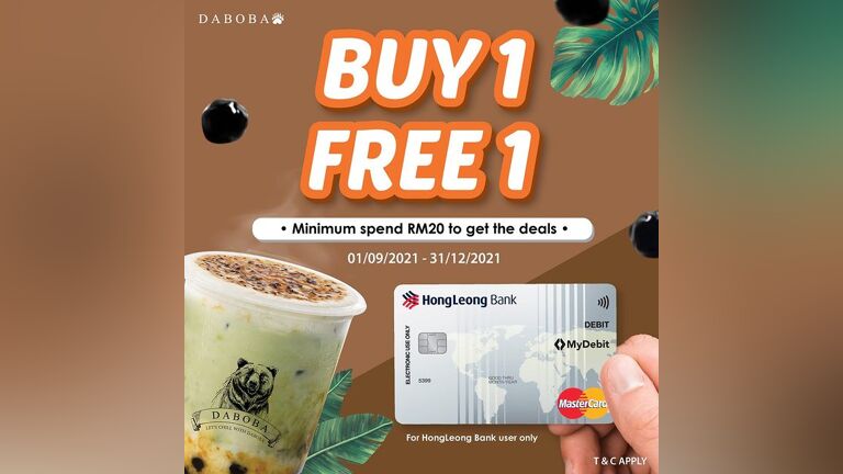 Buy 1 Free 1 Daboba for Hong Leong Bank Users