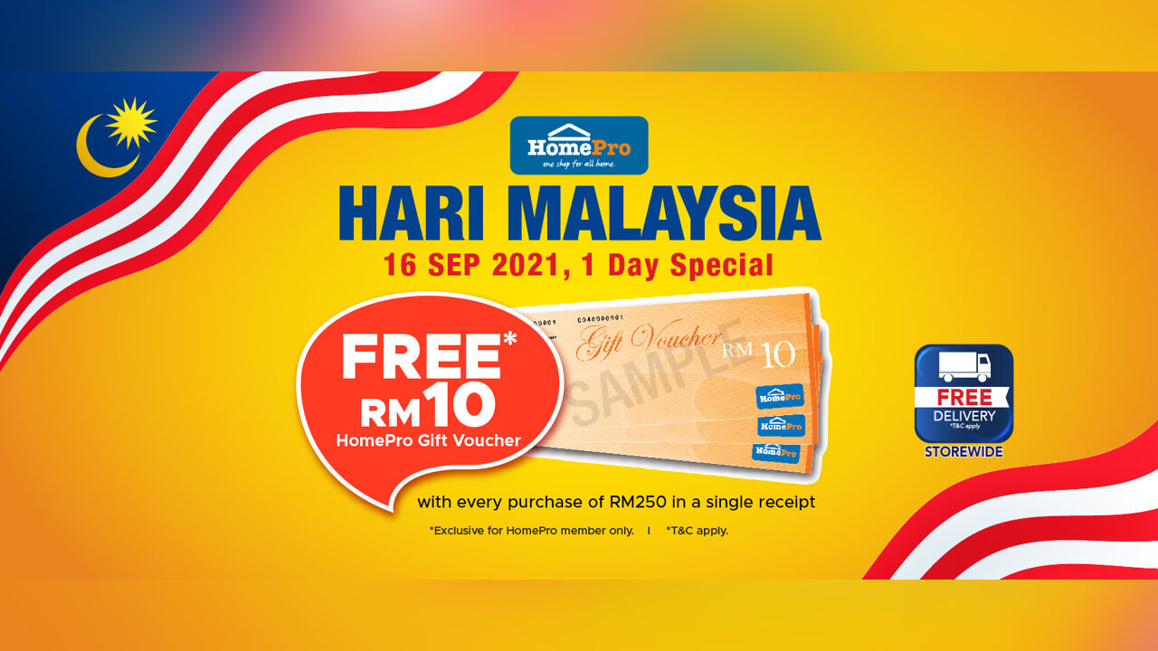 Free RM10 HomePro Gift Voucher on Hari Malaysia 2021