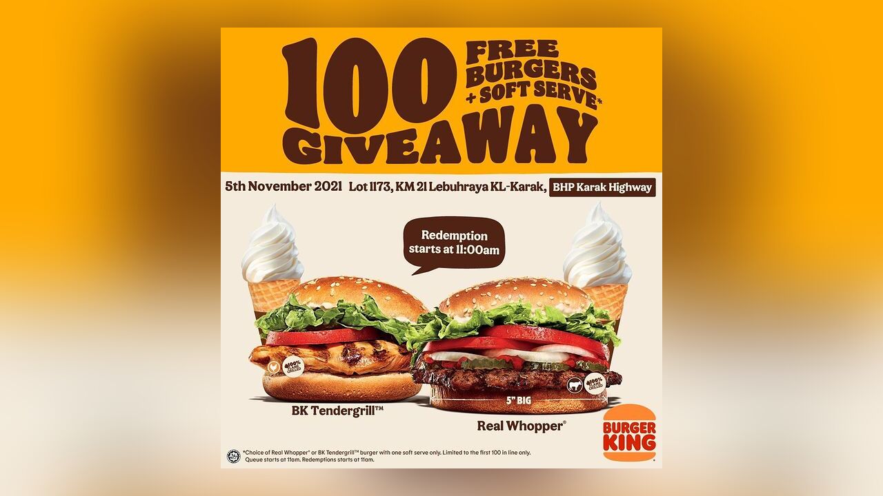 100 FREE Burgers & Soft Serve Giveaway at BK